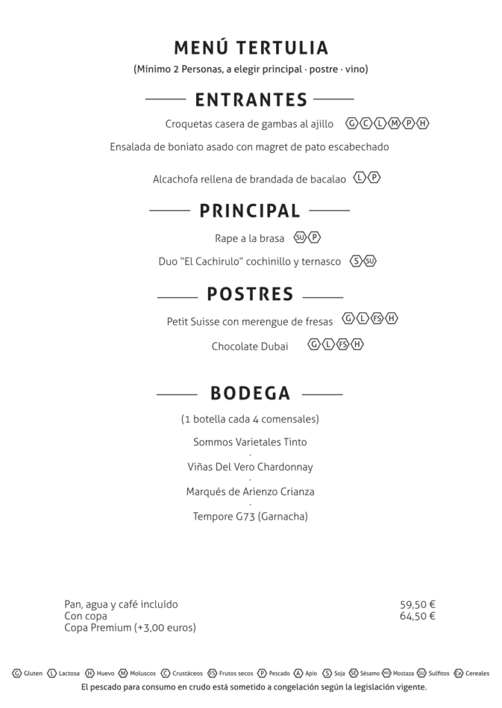 Menu tertulia