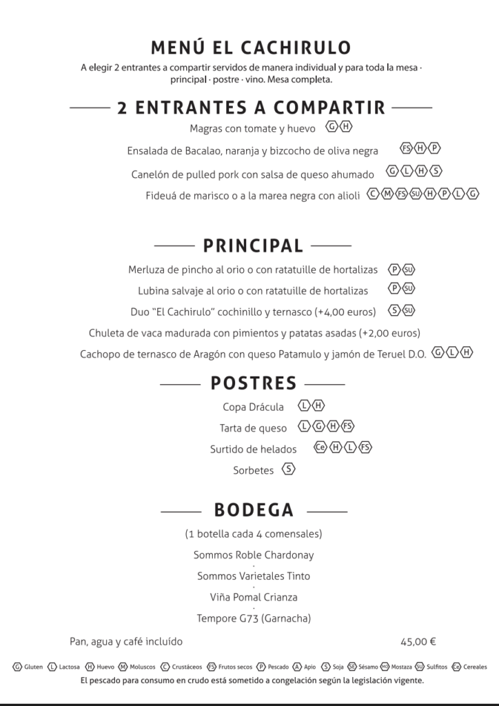 menú cachirulo